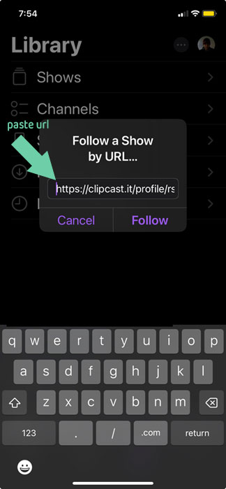 Add your ClipCast feed to Apple Podcasts