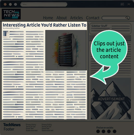 Image depicting a browser with an article, the content is highlighted